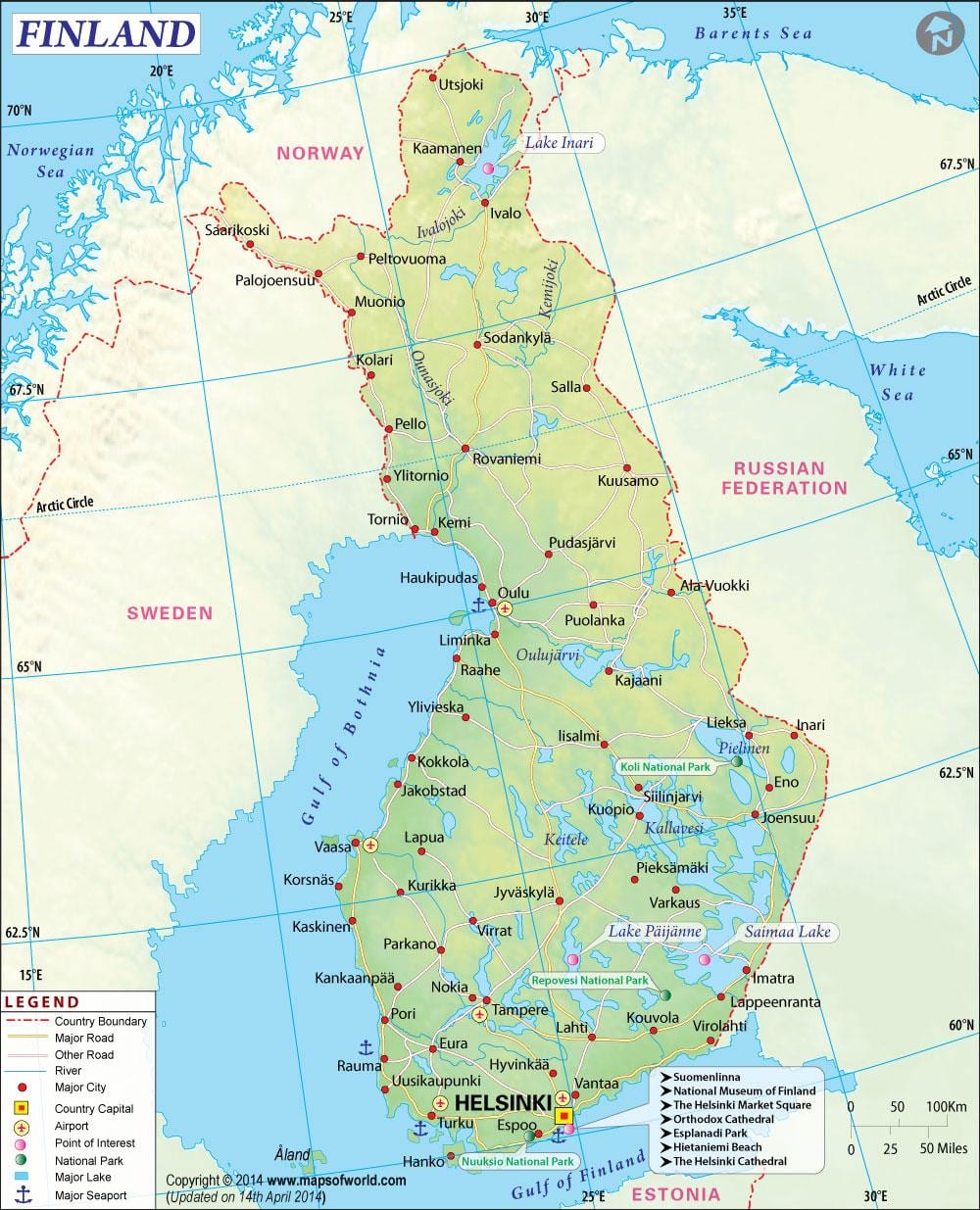 Карта на Финландия география