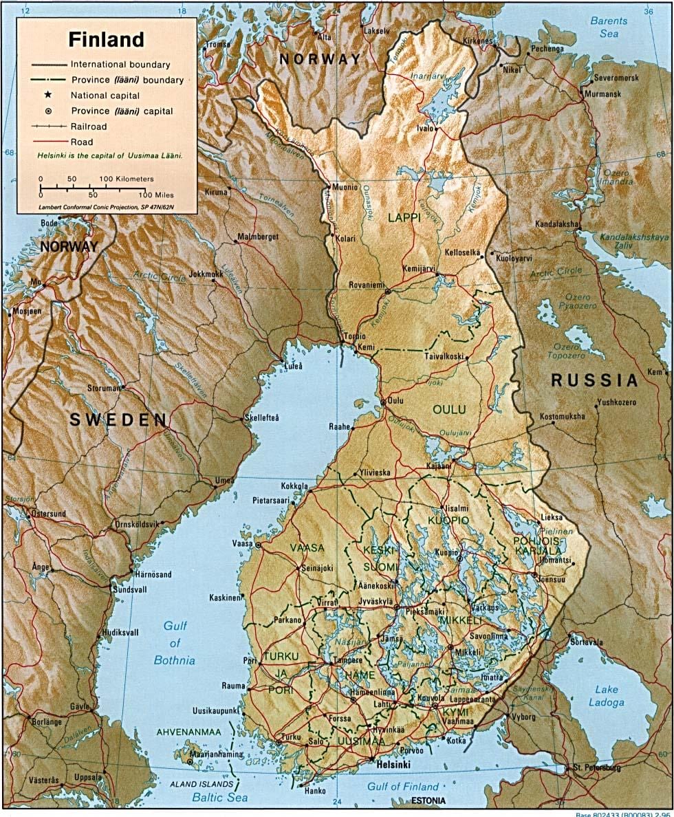 Топографическая карта Финландия