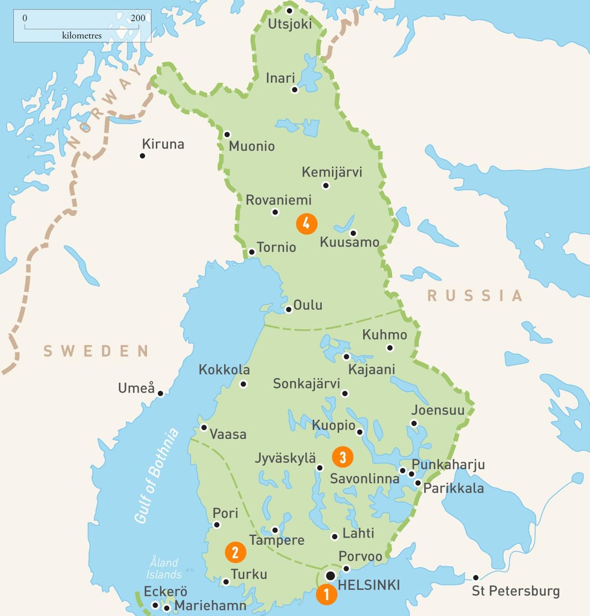 Карта на Финландия езера