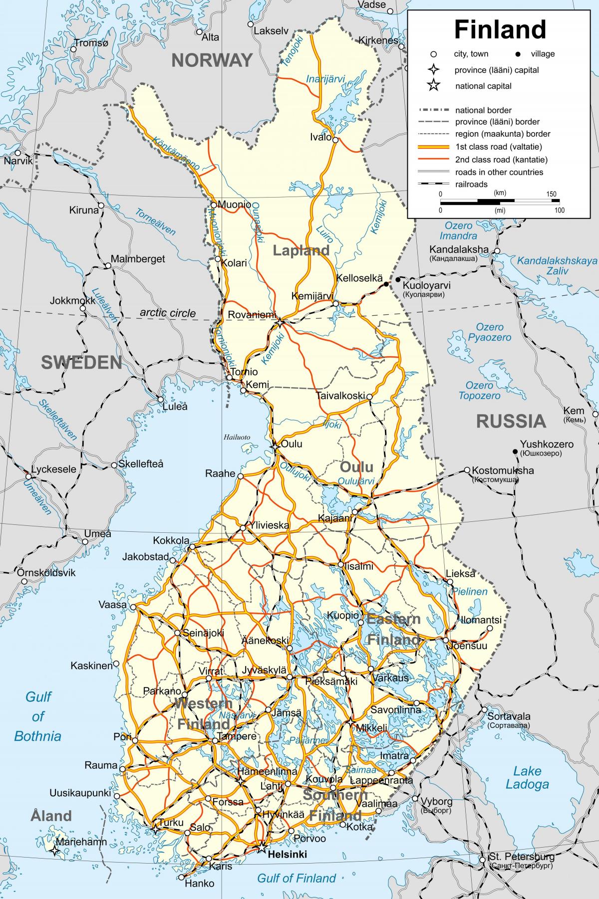 Карта на Финландия политически
