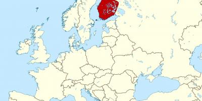 Карта на света, показваща Финландия