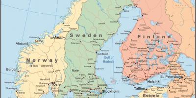 Карта на Финландия и съседните страни